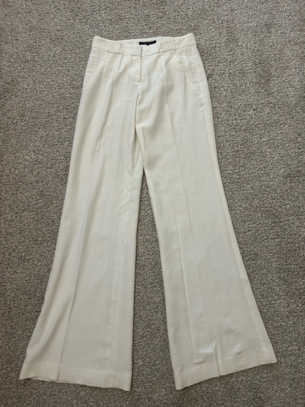 Theory Linen Blend High-Waist Wide-Leg Pant